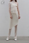 Un Morceau elastic lace oblique blooming half skirt UM231XZ11 light yellow PUM40